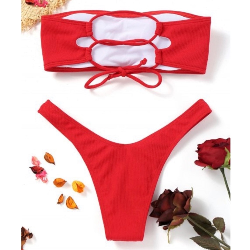 Red Strapless Bikini - Picture 2 of 5